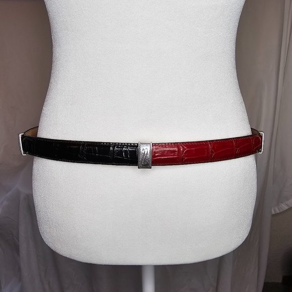 Brighton Women's Leather Belt Large Multi Colored Silver Conchos Scroll Design - Picture 4 of 10